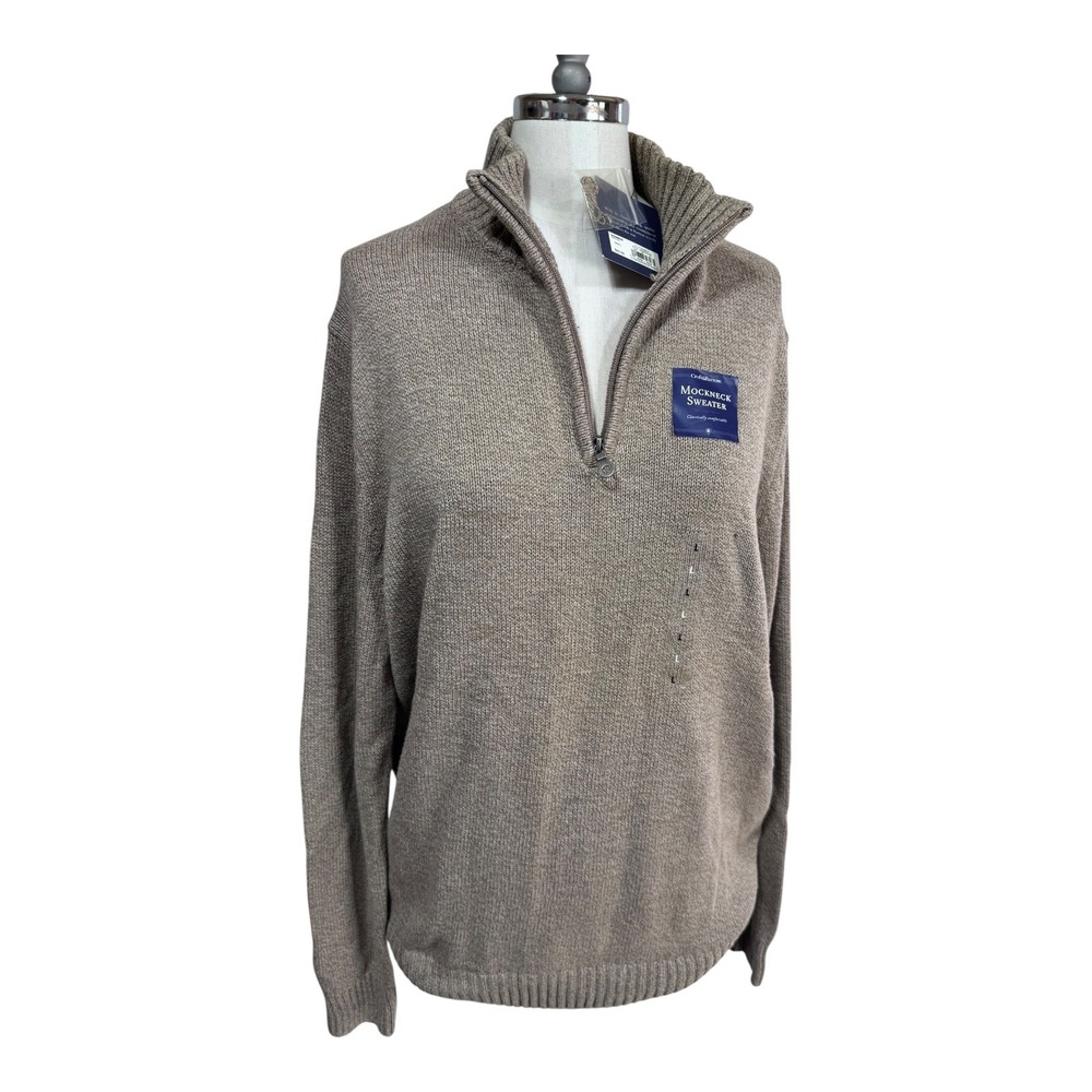 Croft & Barrow Quarter Zip Mockneck Sweater Light Glade Tan Men's Large Pullover